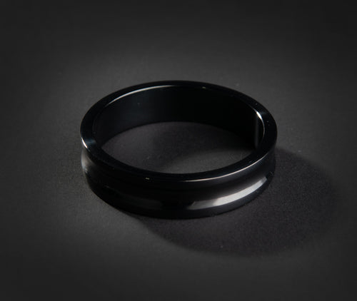 Black Concave Cock Ring - Stainless Steel