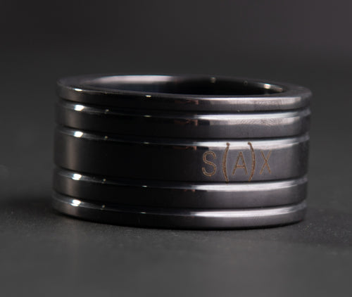 Ultra Fat Black Cock Ring - Stainless Steel