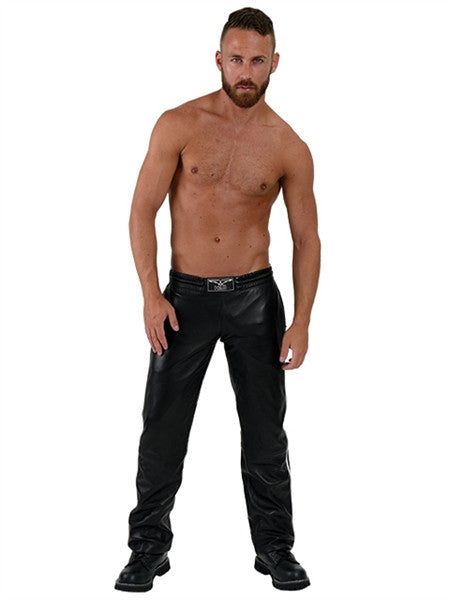 Mister B Leather Jogging Pants White Stripes