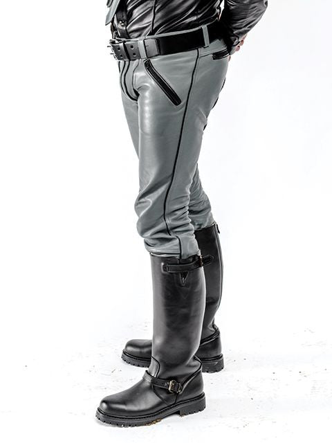 Mister B Leather FXXXer Jeans Grey with Black Piping