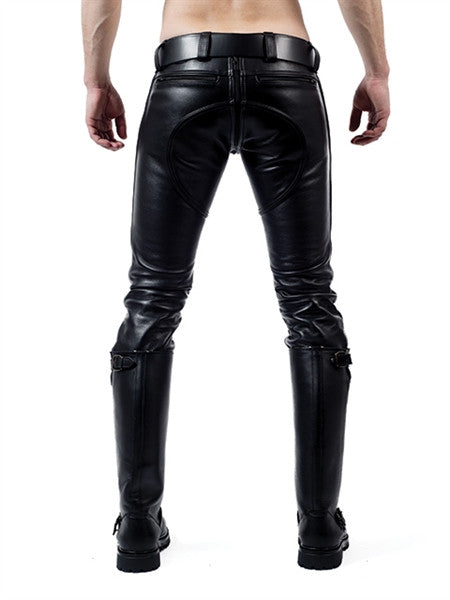 Mister B Leather Indicator Jeans Black Stitching-Piping