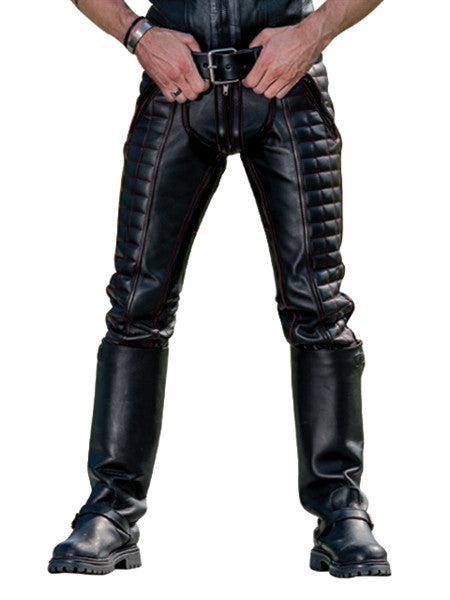 Mister B Leather Indicator Jeans Black Stitching-Piping