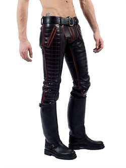 Mister B Leather Indicator Jeans Red Stitching-Piping