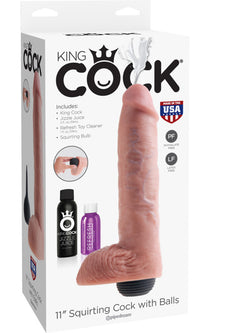 King Cock 11" Squirting Cock with Balls - Flesh