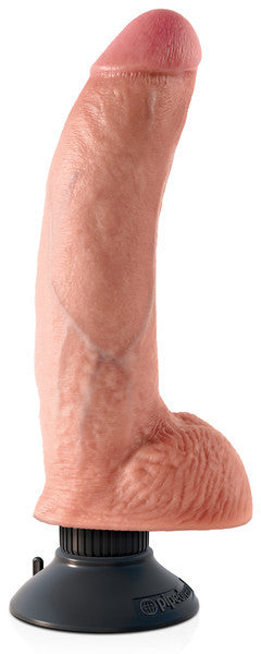 King Cock 9" Vibrating Cock with Balls - Flesh