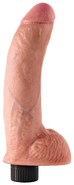 King Cock 9" Vibrating Cock with Balls - Flesh