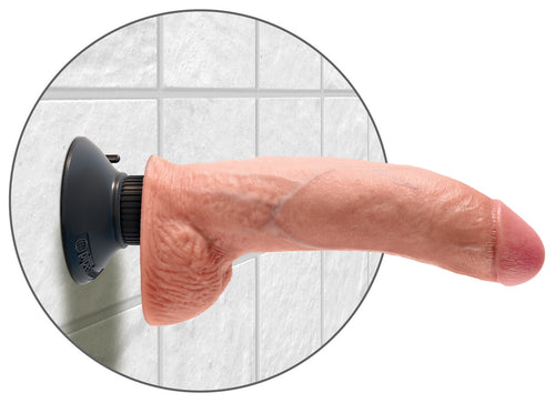 King Cock 9" Vibrating Cock with Balls - Flesh