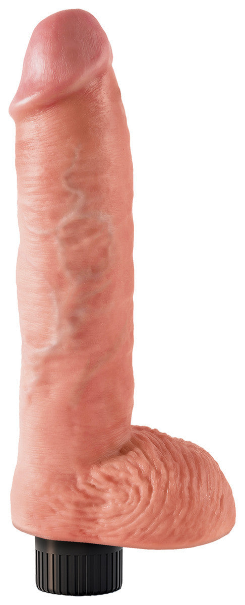 King Cock 10" Vibrating Cock with Balls - Flesh