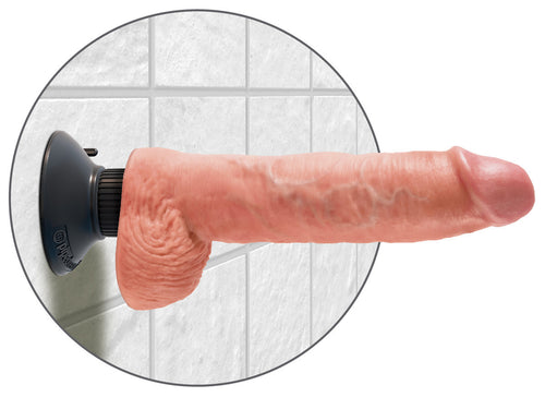 King Cock 10" Vibrating Cock with Balls - Flesh