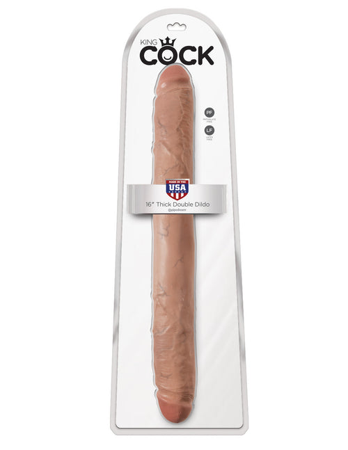 King Cock - 16" Thick Double Dildo - Tan