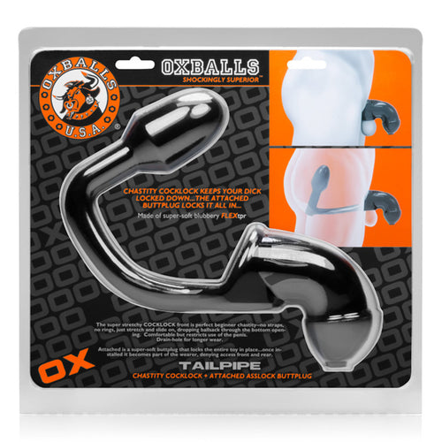 Tailpipe Chastity Cock-lock and Buttplug - Black