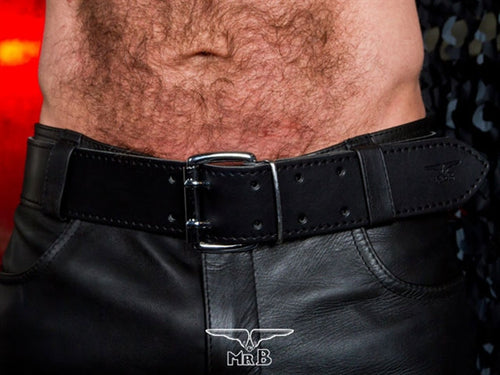 Mister B Leather Belt Stitched 5cm