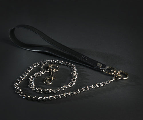 Leather Handle & Chain Leash