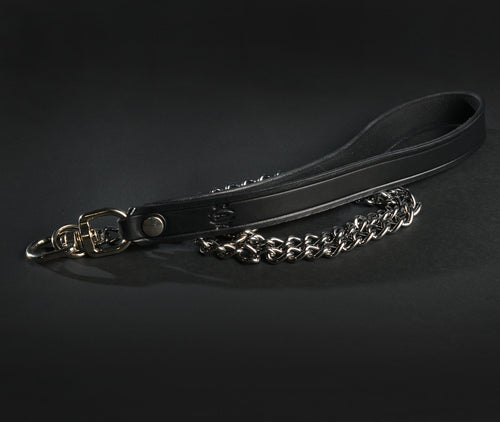 Leather Handle & Chain Leash