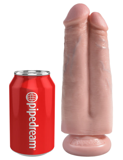 King Cock 7" Two Cocks One Hole - Flesh