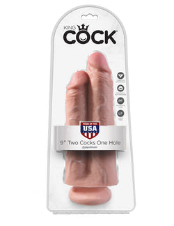 King Cock 9" Two Cocks One Hole - Flesh