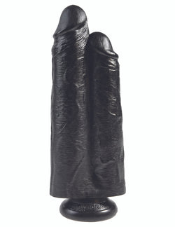 King Cock 9" Two Cocks One Hole - Black