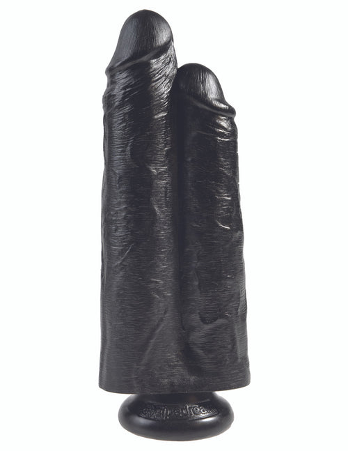 King Cock 9" Two Cocks One Hole - Black