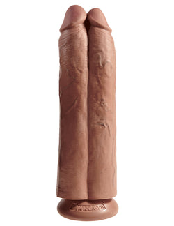 King Cock 11" Two Cocks One Hole - Tan