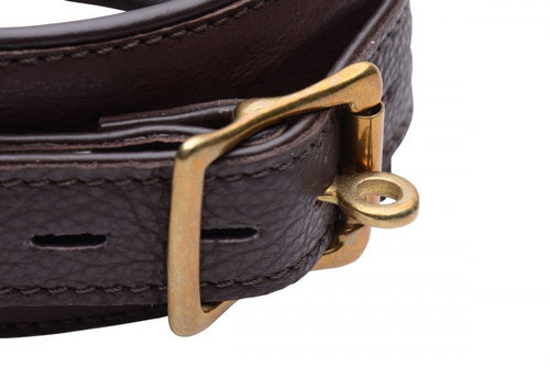 5 Piece Locking Leather Bondage Set - Brown