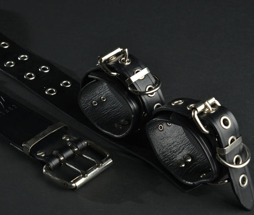 Leather Slave Collar With Restraint combo