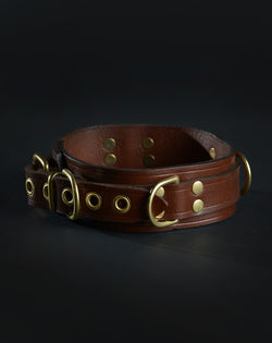 Brown leather Classic Bondage Collar