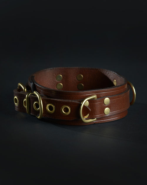 Brown leather Classic Bondage Collar