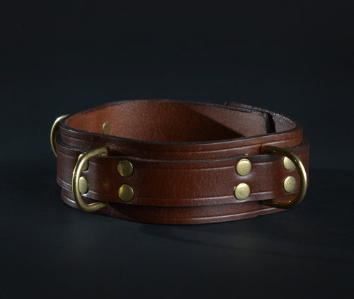 Brown leather Classic Bondage Collar