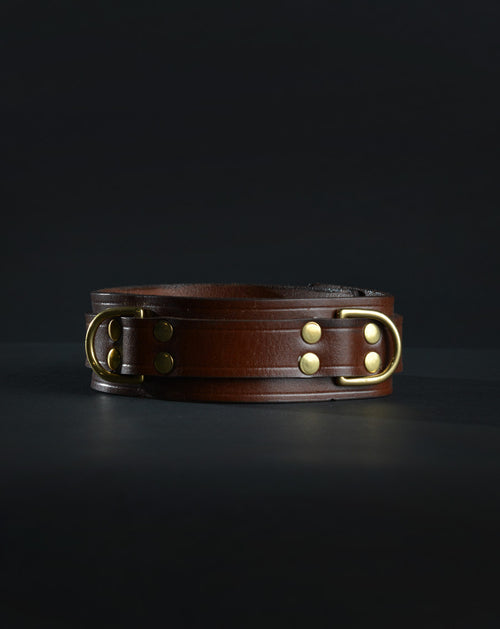 Brown leather Classic Bondage Collar