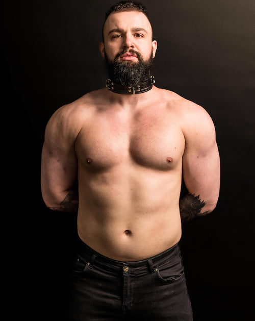 Leather Slave Collar With Restraint combo