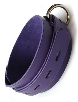 Purple Leather Collar with Locking Buckle