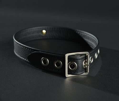 Leather Post & Ring Collar