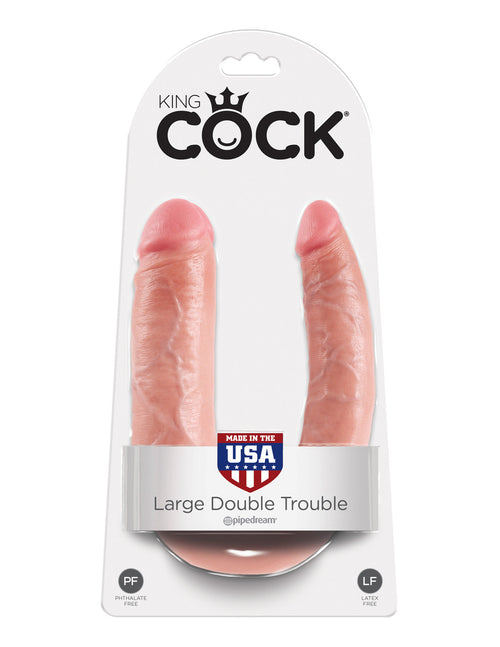 King Cock U-Shaped Large Double Trouble - Flesh